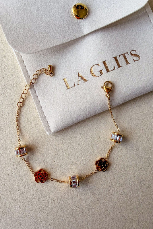 Floral Crystal Charm Bracelet