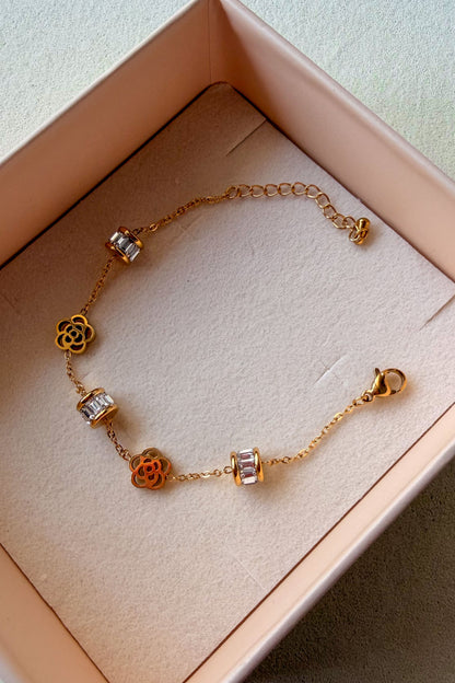 Floral Crystal Charm Bracelet
