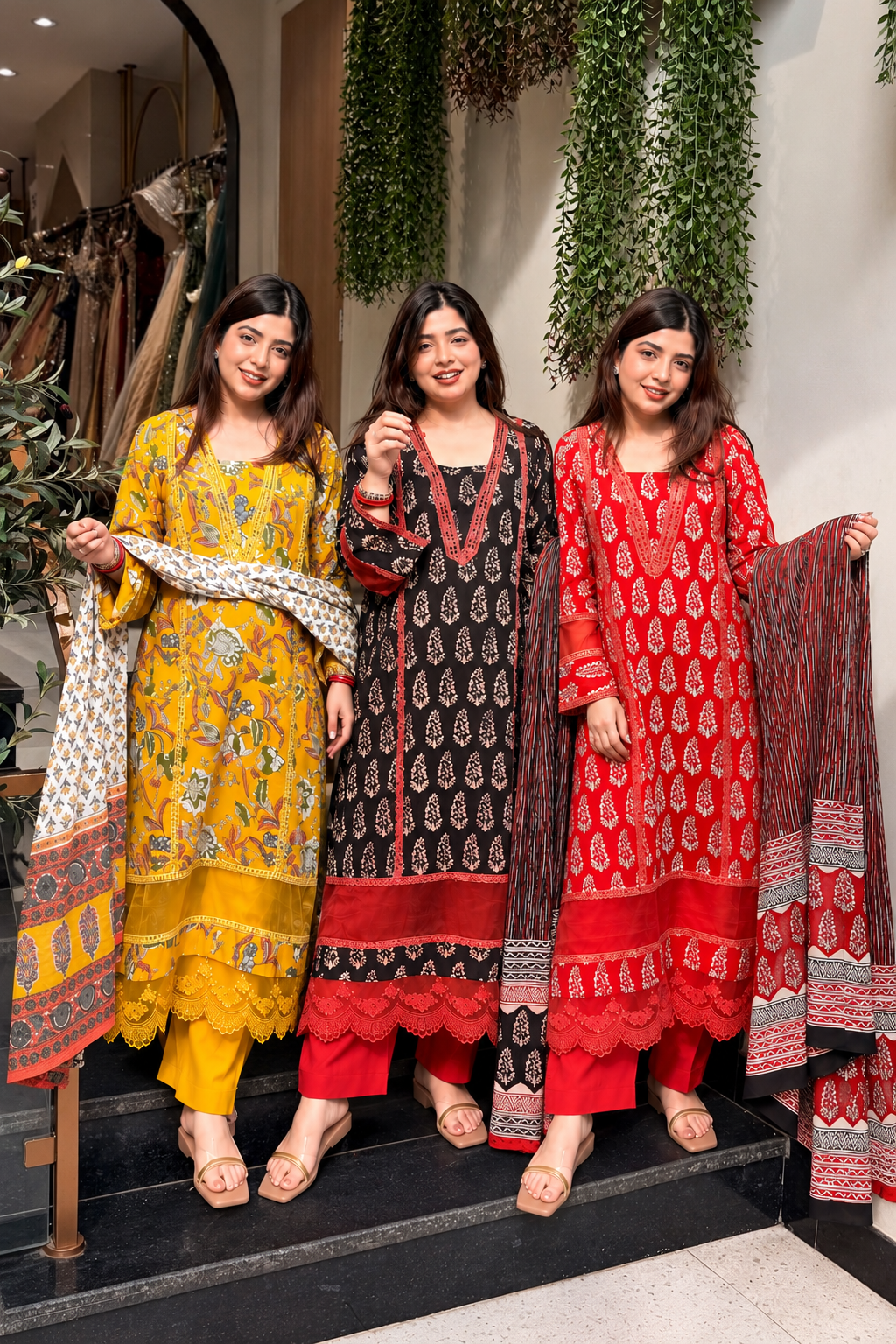 Pravita Floral Lace Work Suit Set