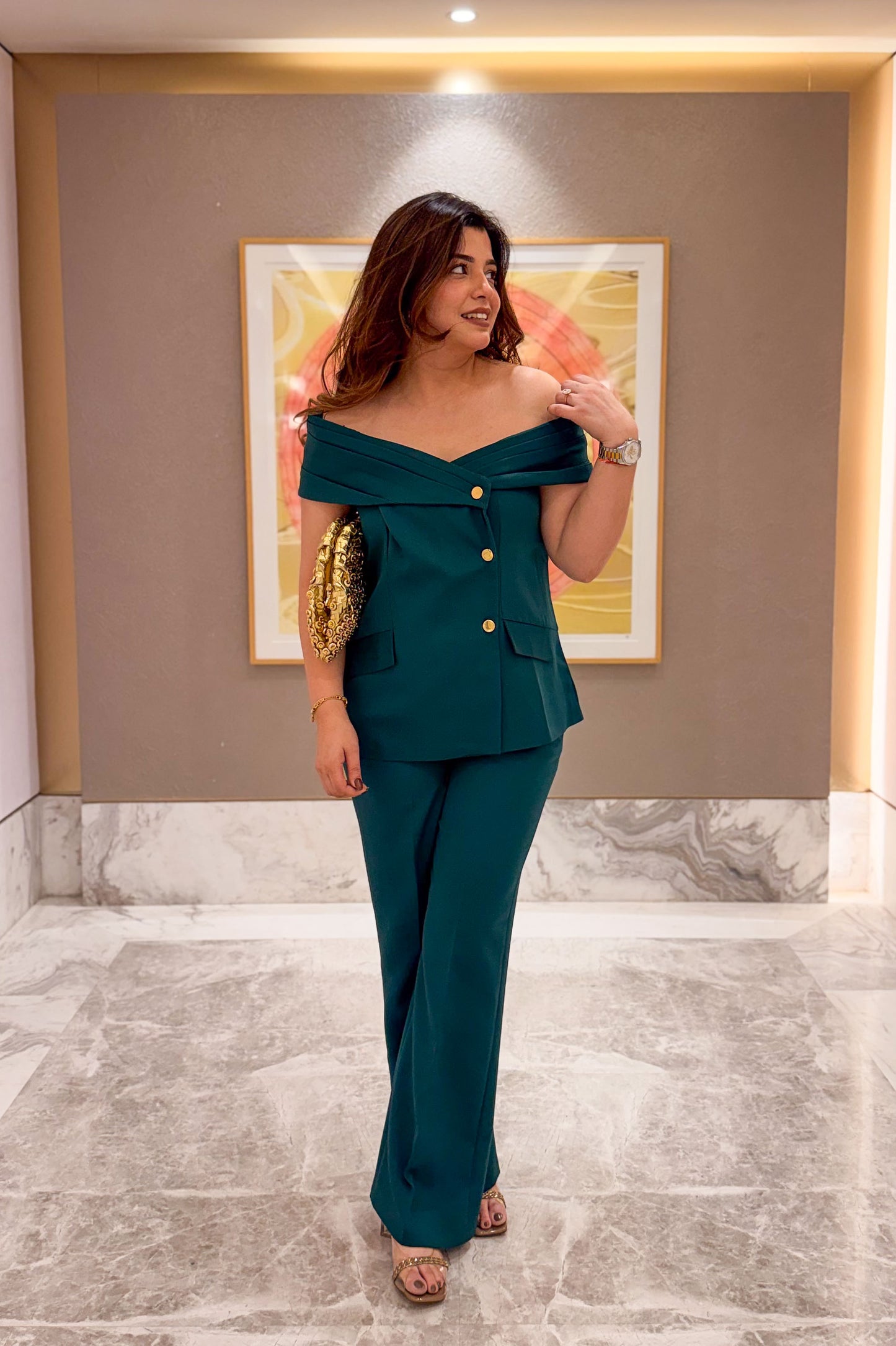 Phil Button Embellished Off Shoulder Co ord