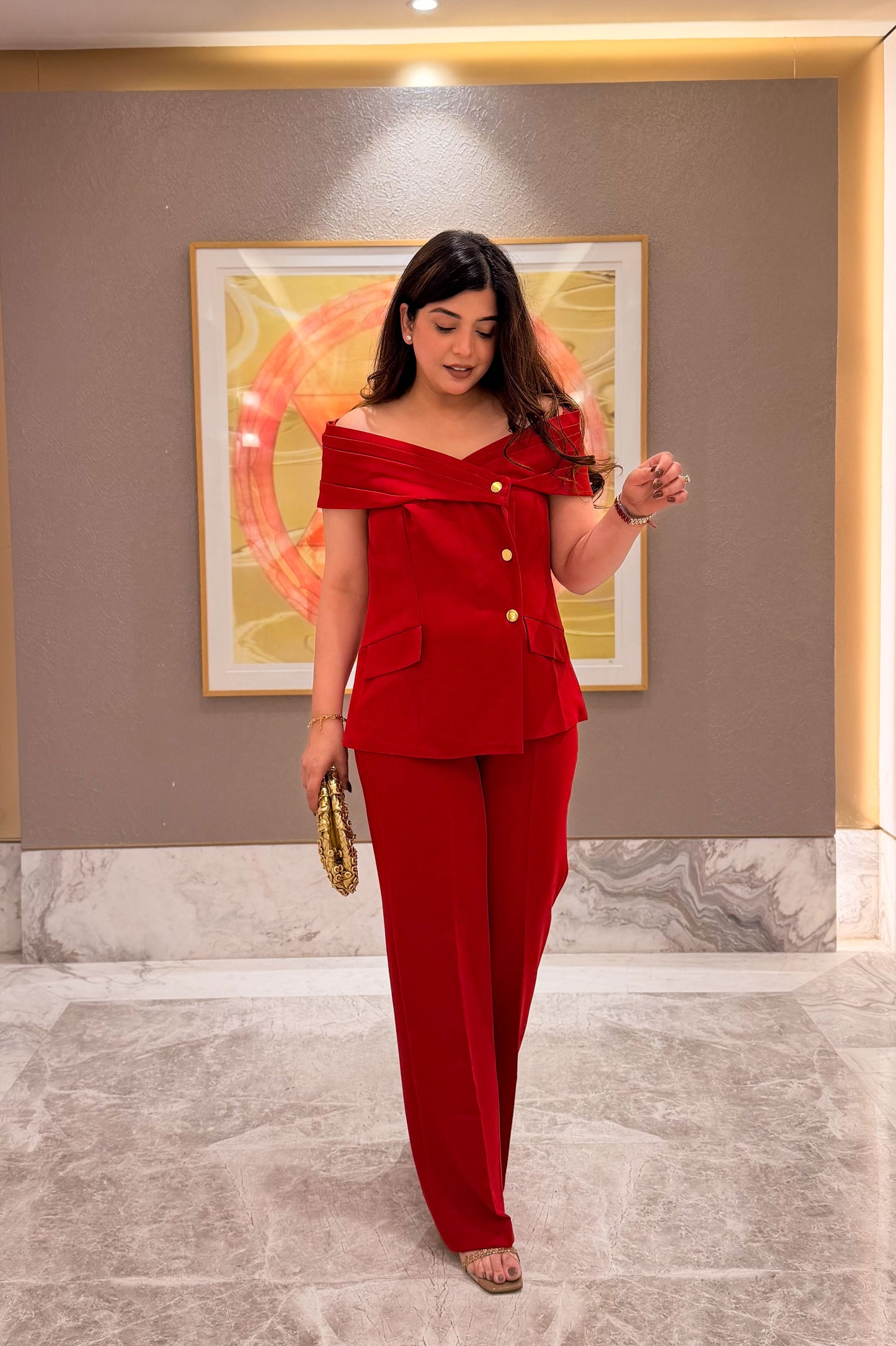 Phil Button Embellished Off Shoulder Co ord