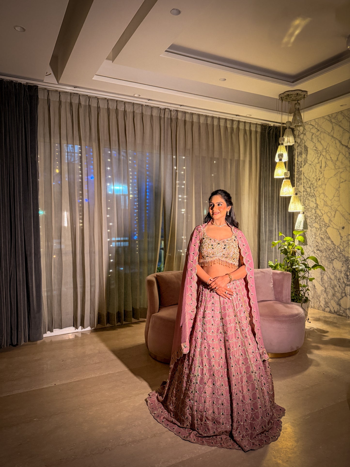 Ahilya Pink Hand Embroidered Lehenga