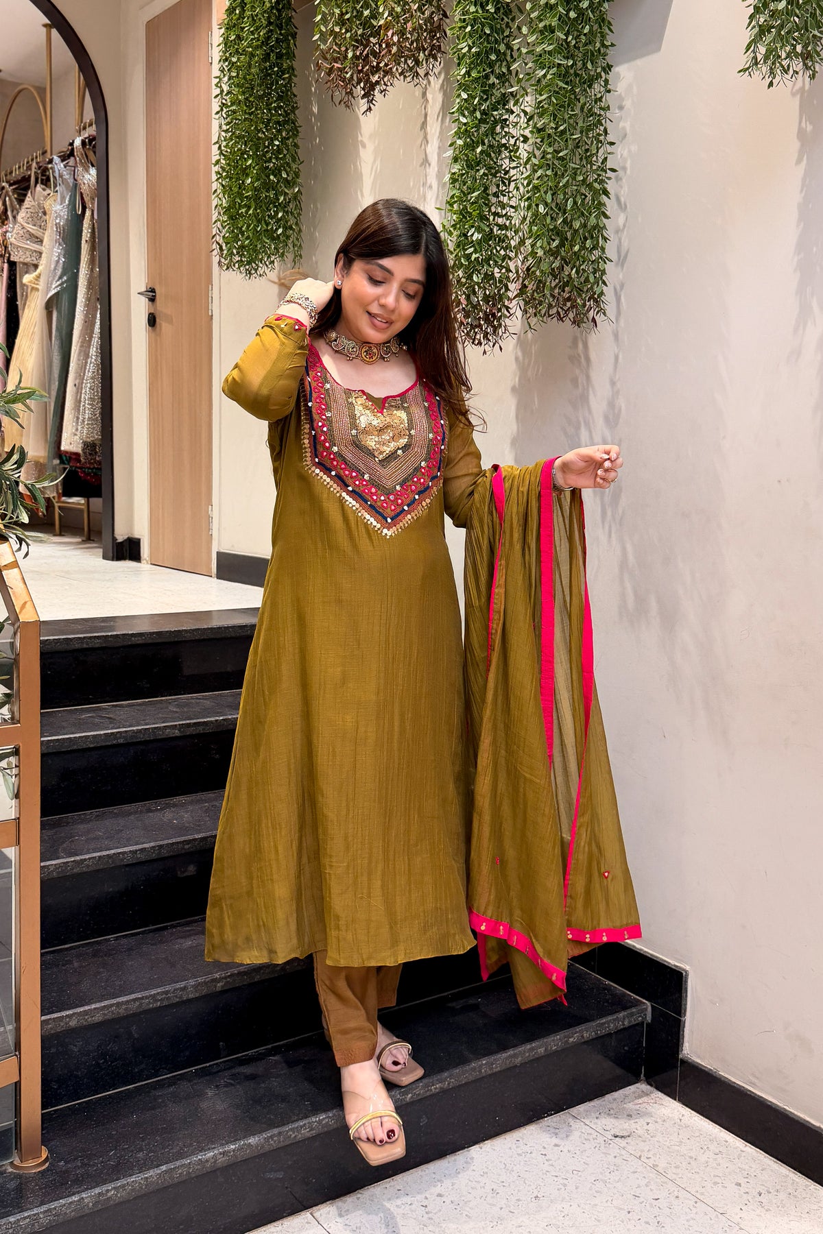 Gulnaz Sequin & Thread Embroidered Suit Set