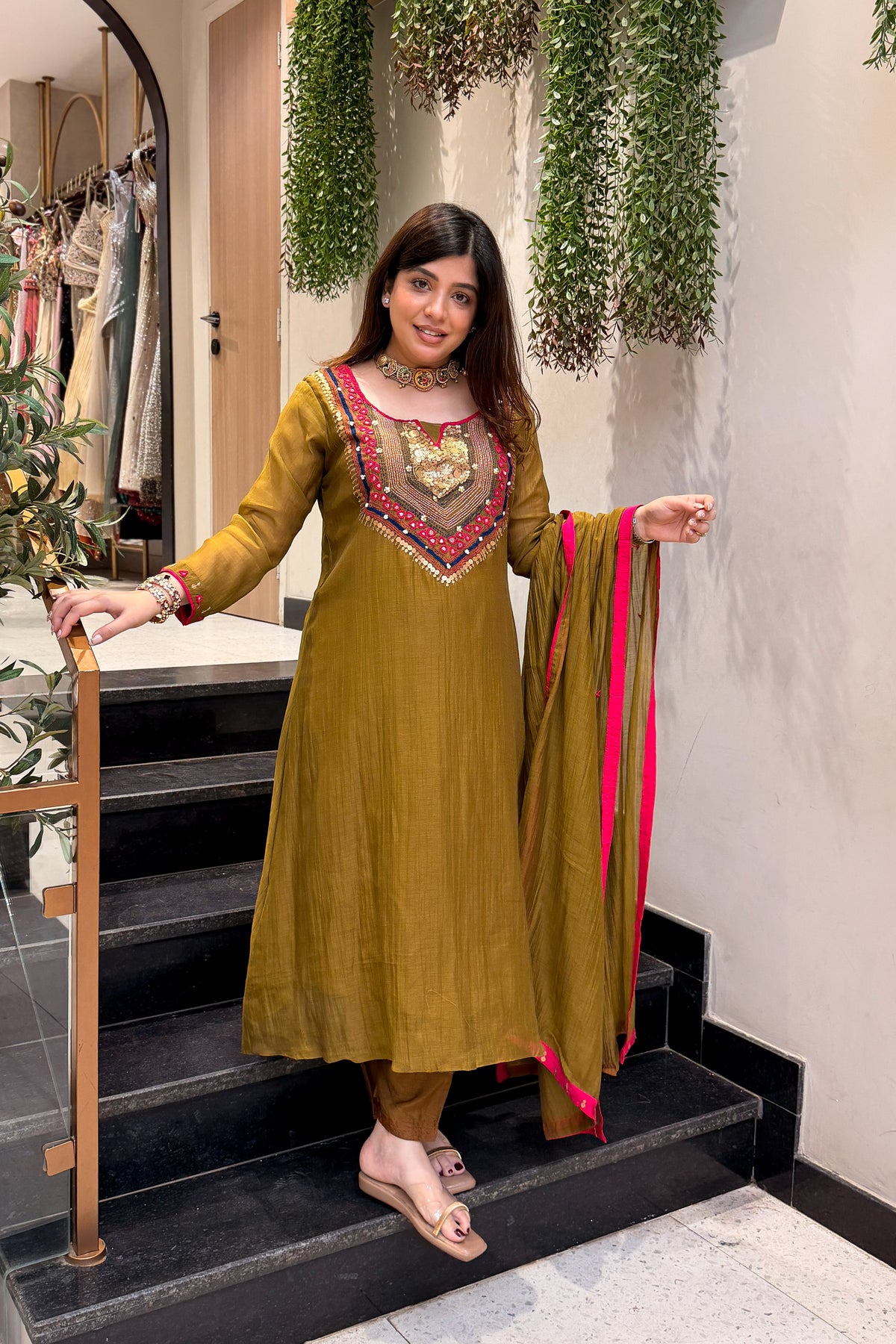 Gulnaz Sequin & Thread Embroidered Suit Set