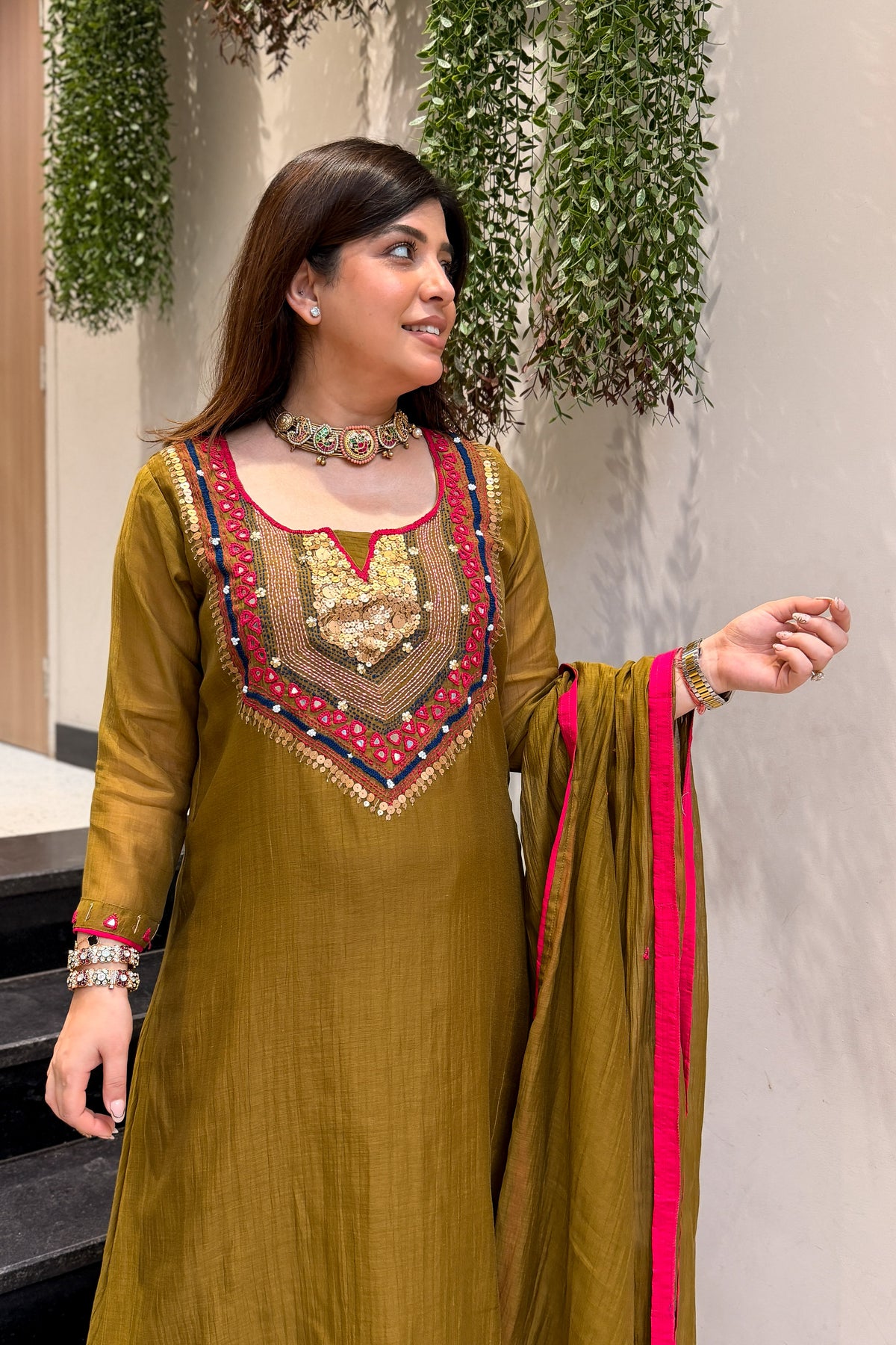 Gulnaz Sequin & Thread Embroidered Suit Set