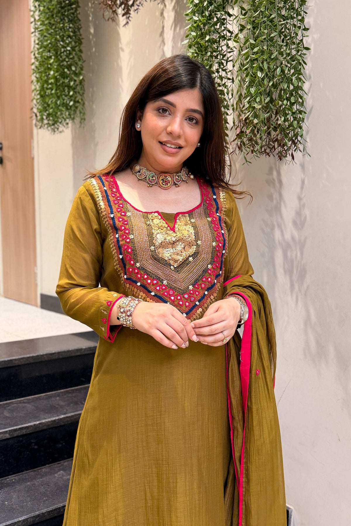 Gulnaz Sequin & Thread Embroidered Suit Set