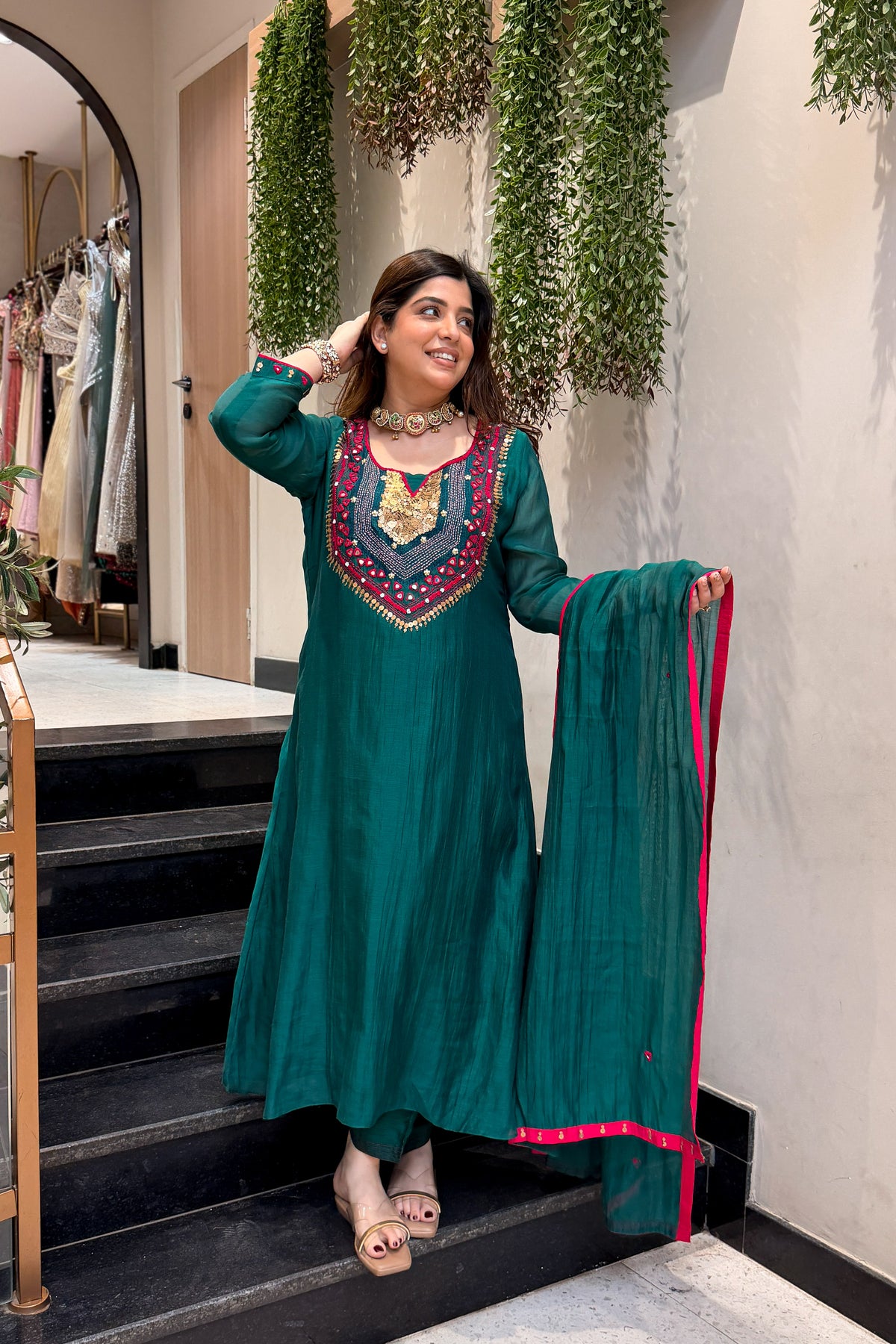 Gulnaz Sequin & Thread Embroidered Suit Set