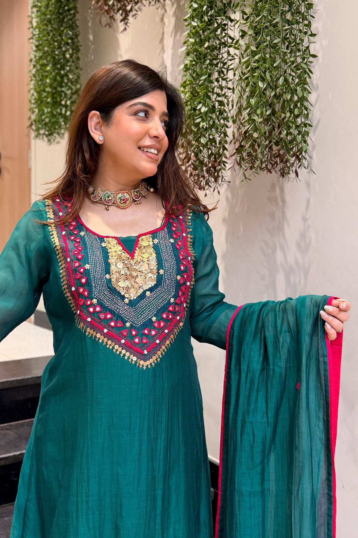 Gulnaz Sequin & Thread Embroidered Suit Set