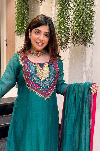 Gulnaz Sequin & Thread Embroidered Suit Set