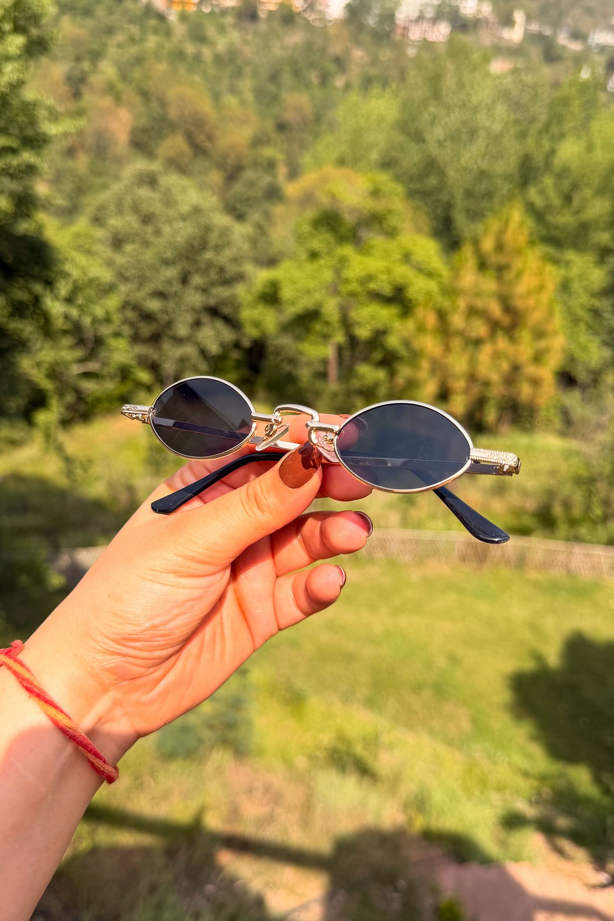 Retro Oval Gold Detailing Sunglasses