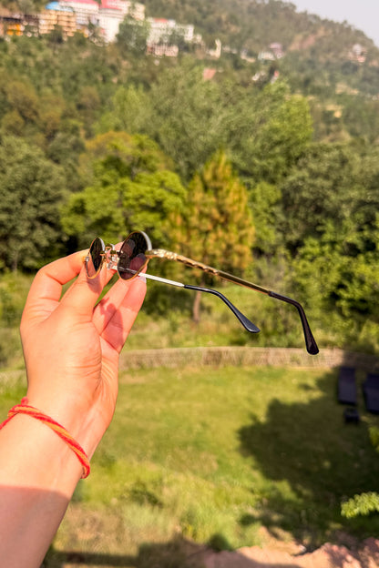Retro Oval Gold Detailing Sunglasses