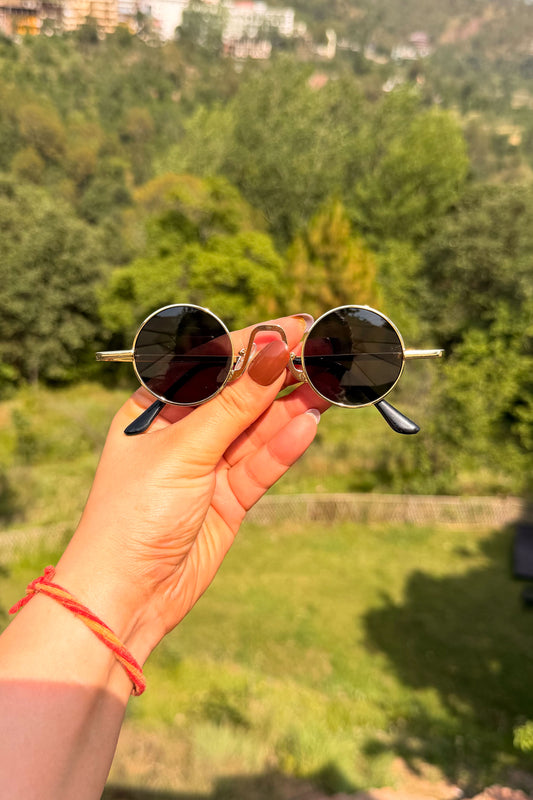 Retro Round Golden Detailing Sunglasses
