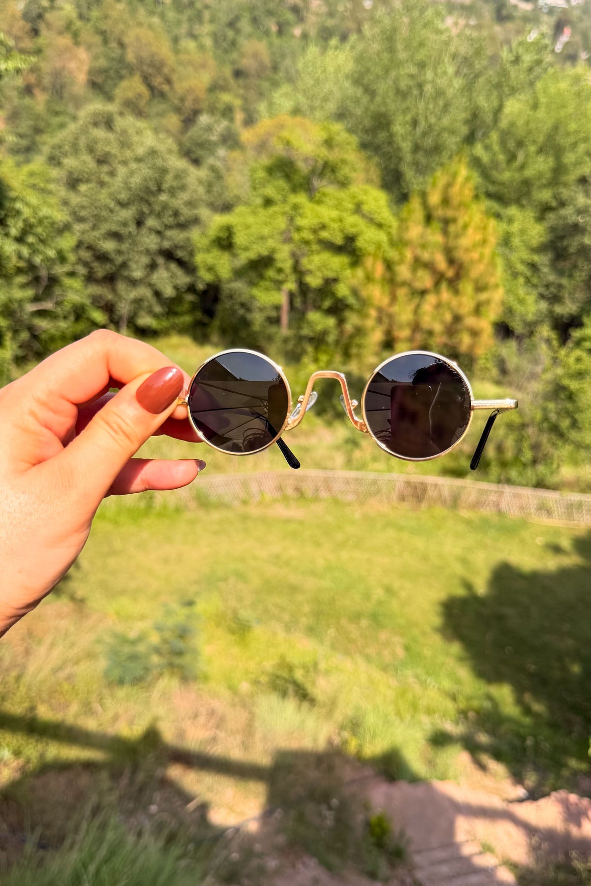 Retro Round Golden Detailing Sunglasses