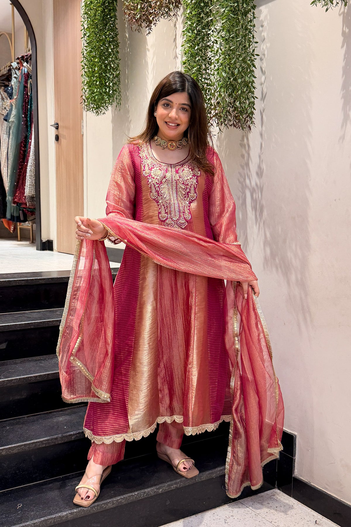 Rimi Embroidered Anarkali Suit Set