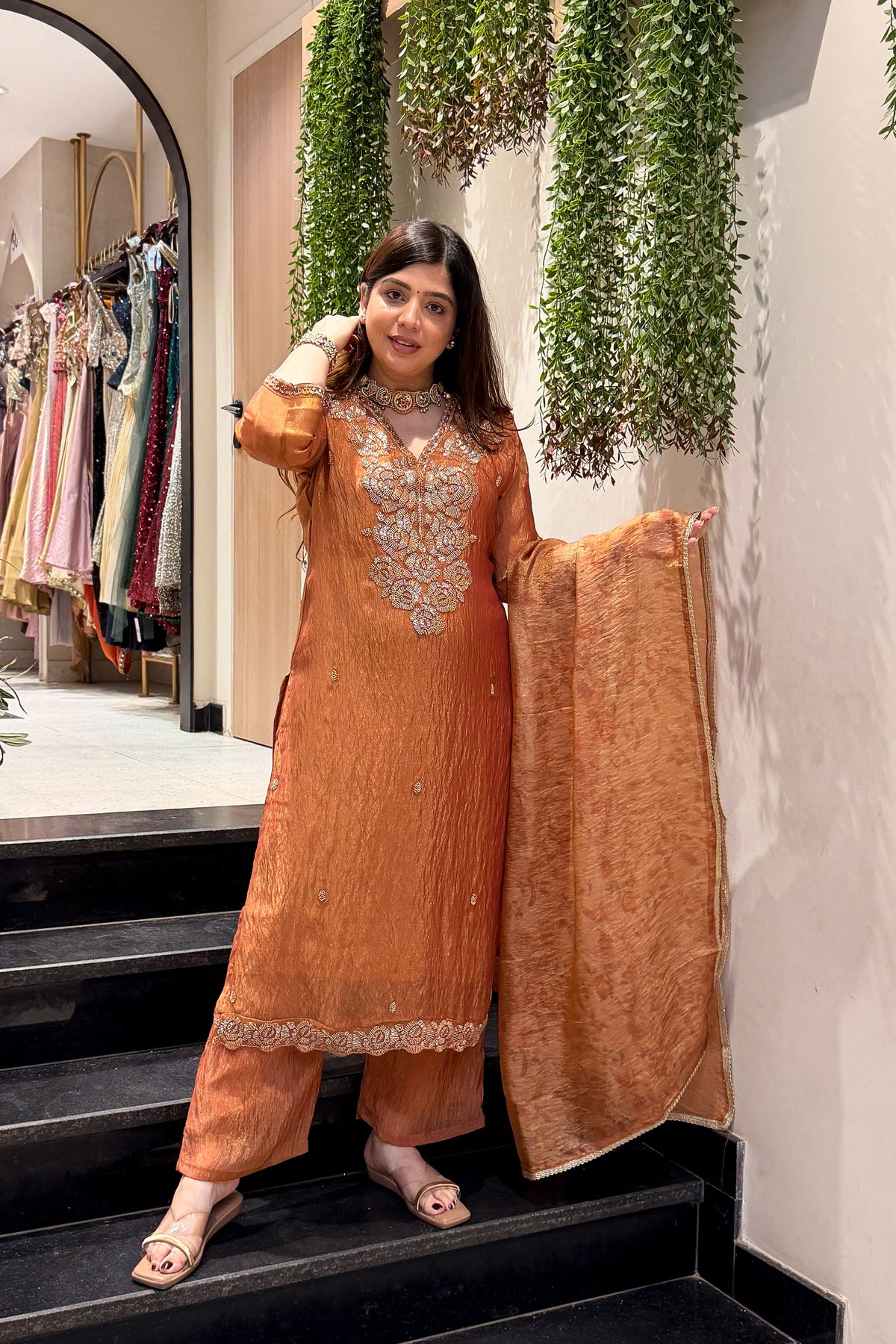 Suhira Beads Work Suit Set