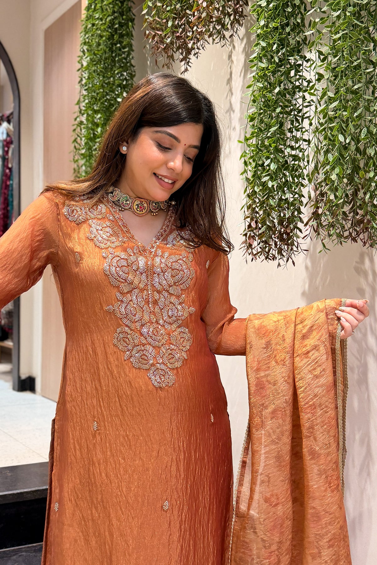Suhira Beads Work Suit Set