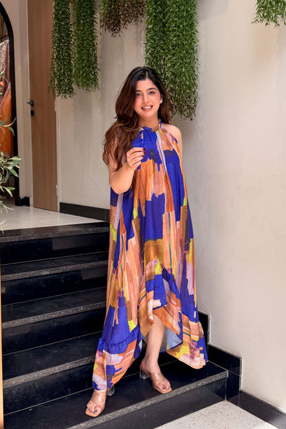Julia Printed Halter Neck Dress