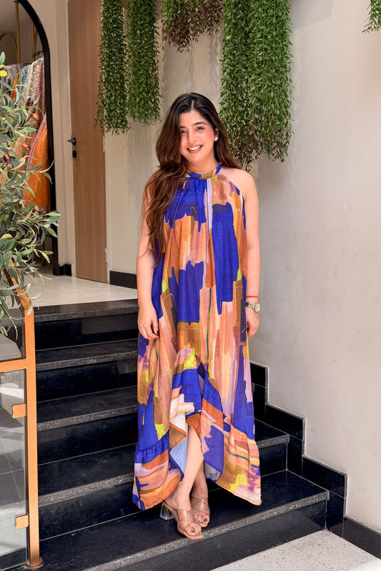 Julia Printed Halter Neck Dress