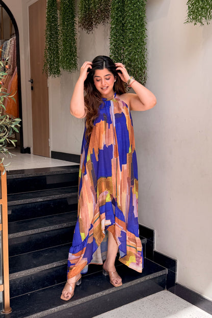 Julia Printed Halter Neck Dress