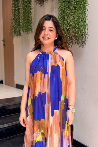 Julia Printed Halter Neck Dress