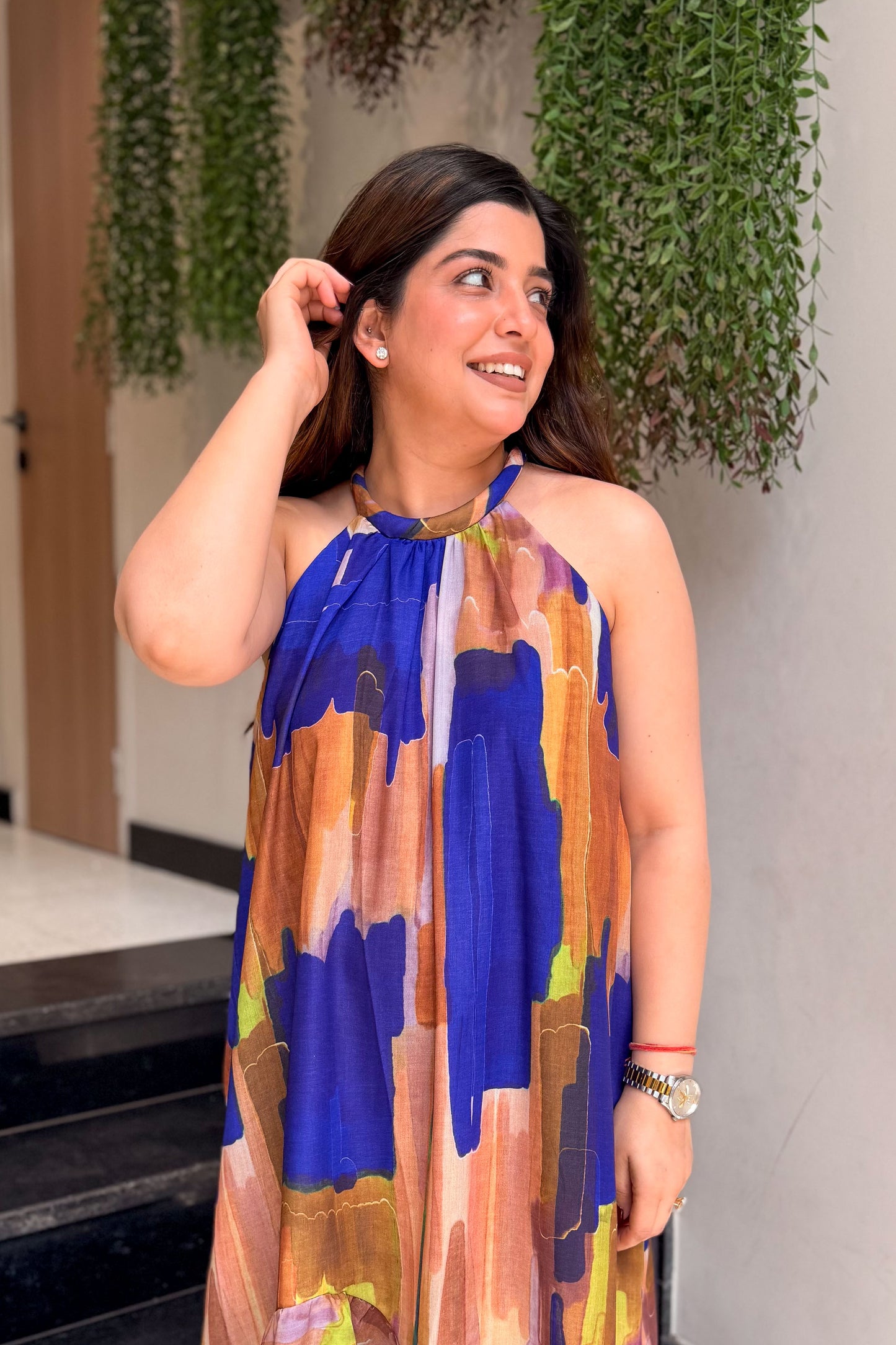 Julia Printed Halter Neck Dress