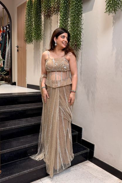 Anila Hand Embroidered Drape Saree