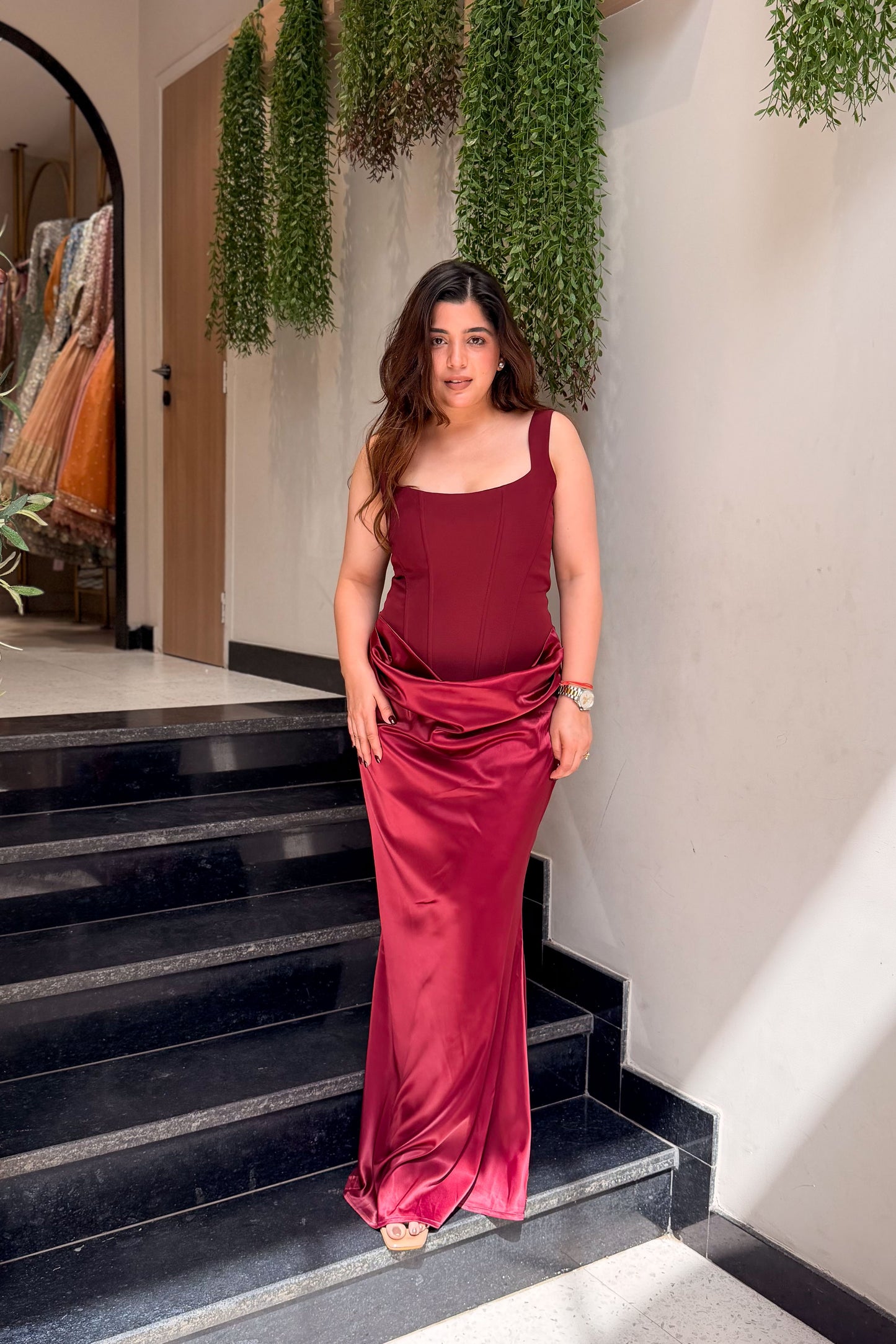 Garnet Corset Drape Dress
