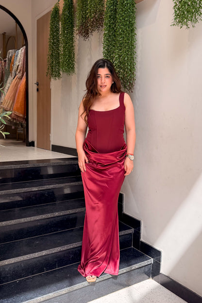 Garnet Corset Drape Dress