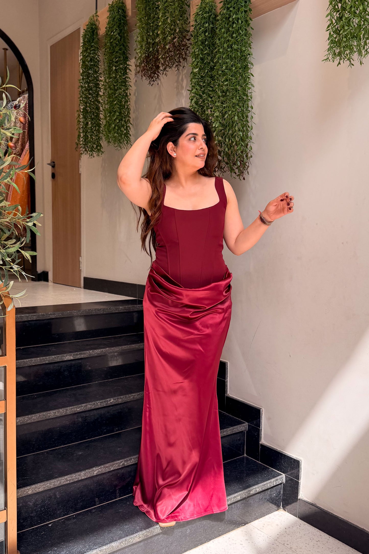 Garnet Corset Drape Dress