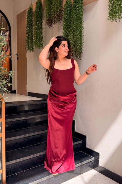 Garnet Corset Drape Dress