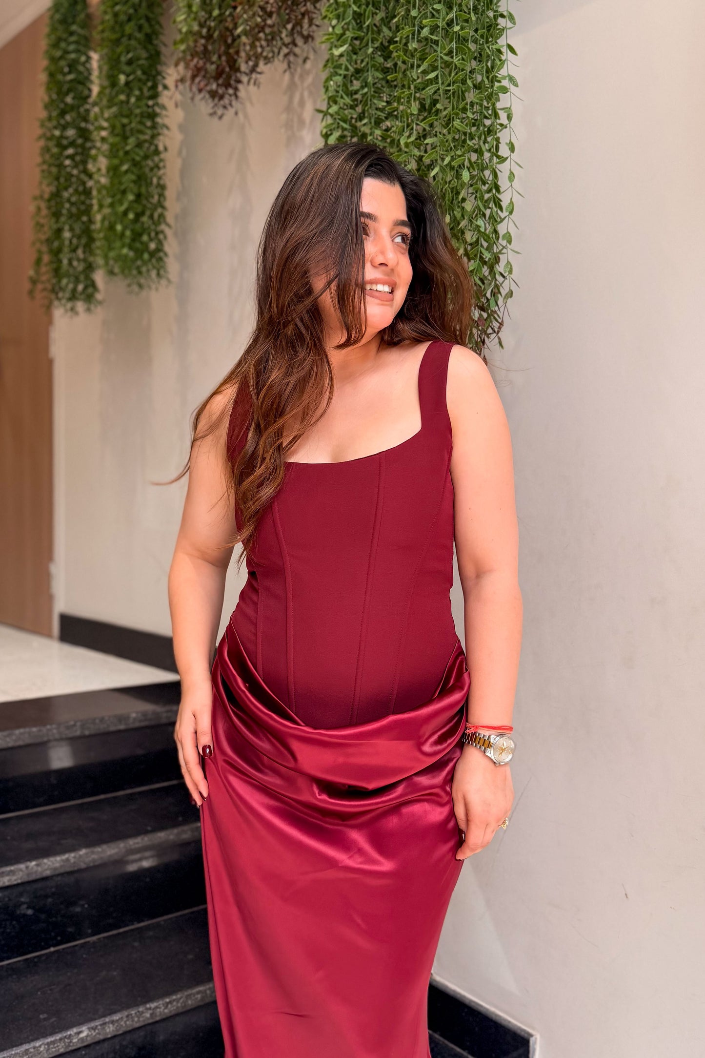 Garnet Corset Drape Dress