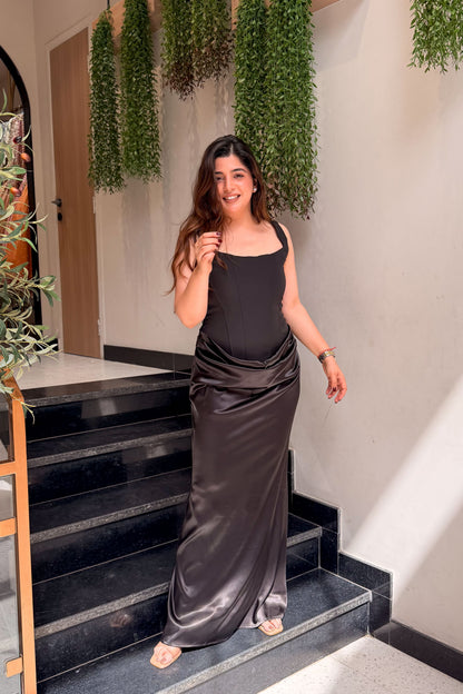 Garnet Corset Drape Dress