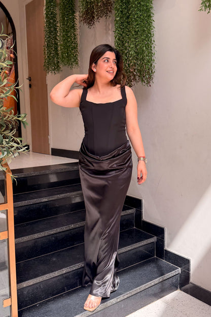 Garnet Corset Drape Dress
