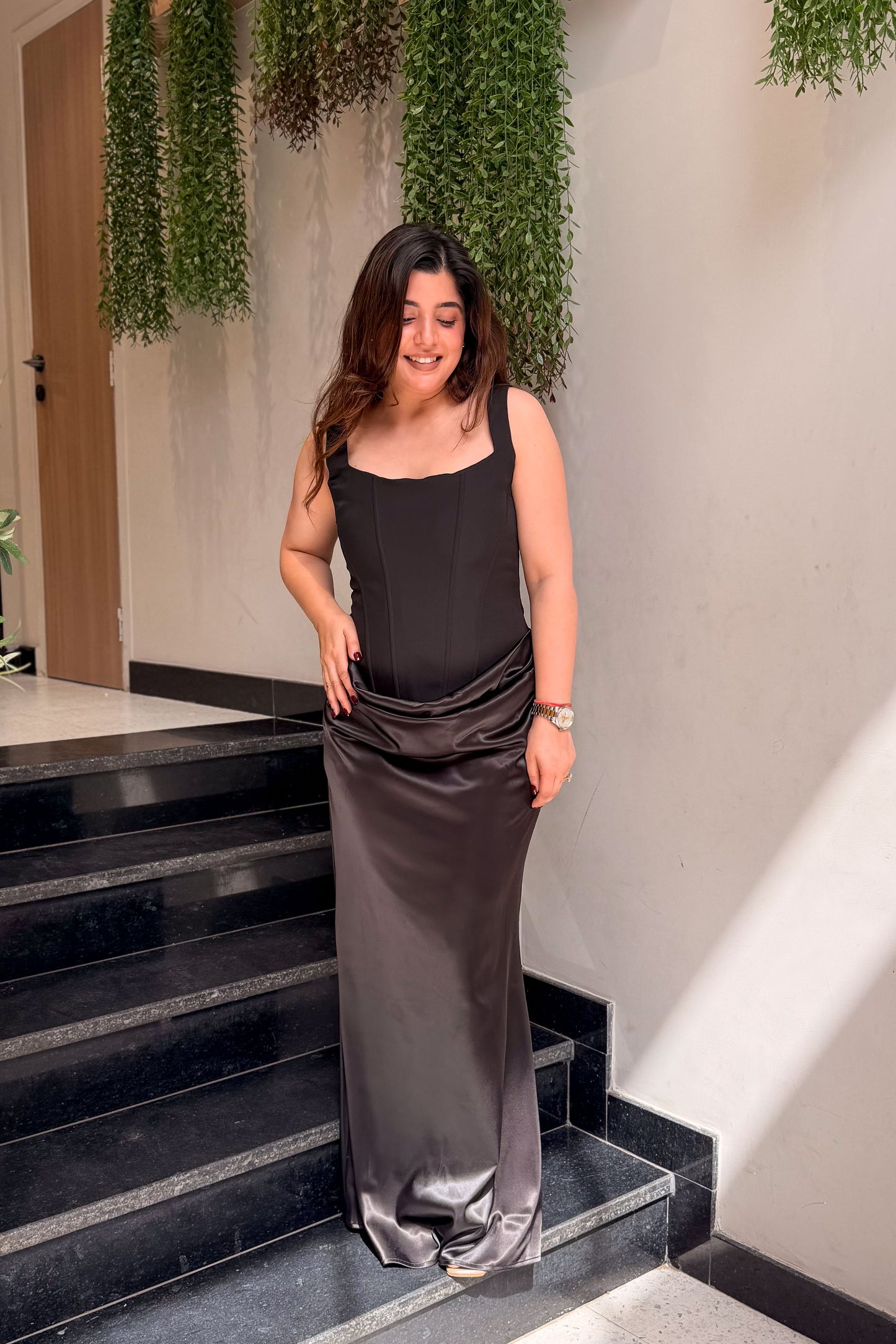 Garnet Corset Drape Dress