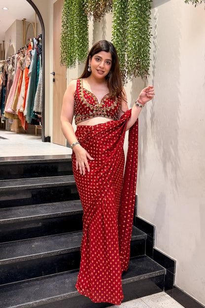 Visha Hand Embroidered Drape Saree