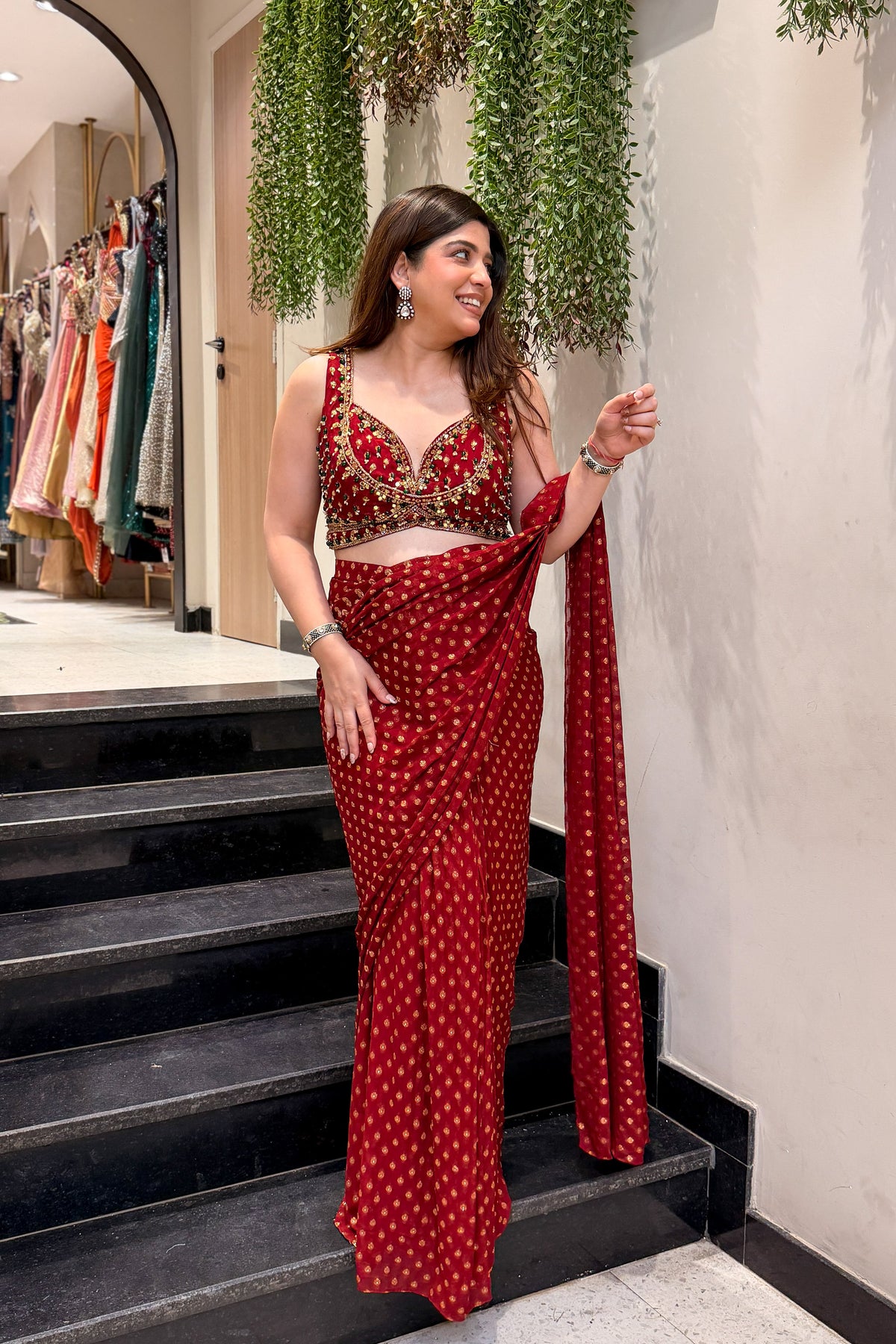 Visha Hand Embroidered Drape Saree