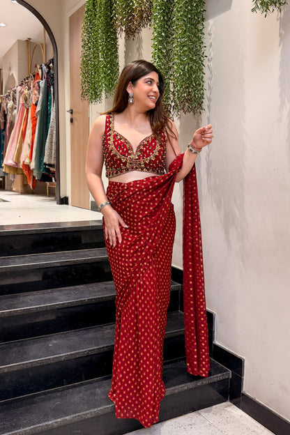 Visha Hand Embroidered Drape Saree