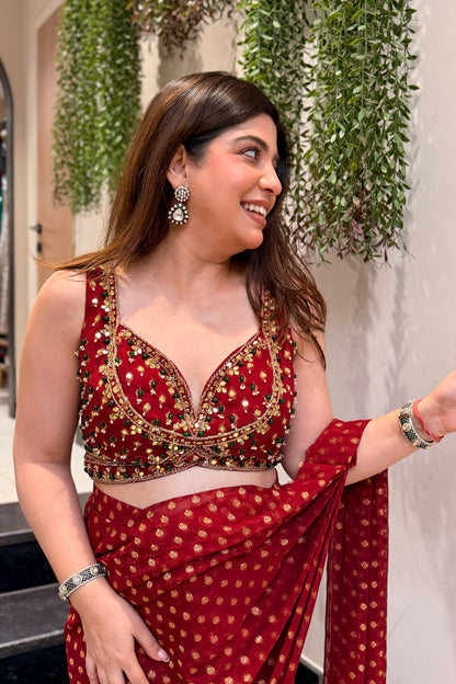 Visha Hand Embroidered Drape Saree