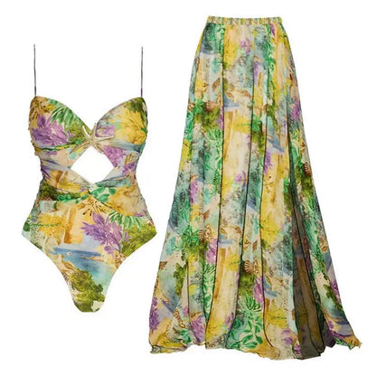 Lucia Printed Swimwear with Long Skirt