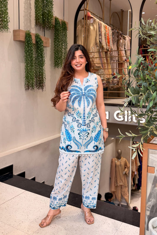 Yerah Printed Cut Sleeves Cord Set