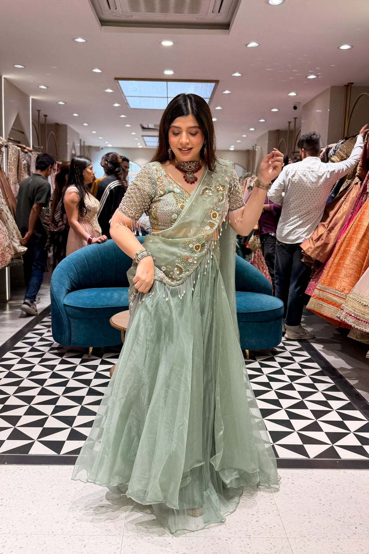 Aadhira Hand Embroidered Drape Saree