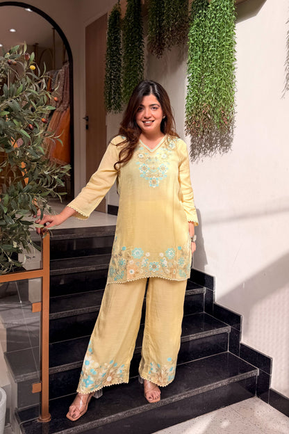 Raisha Floral Embroidered Co ord Set
