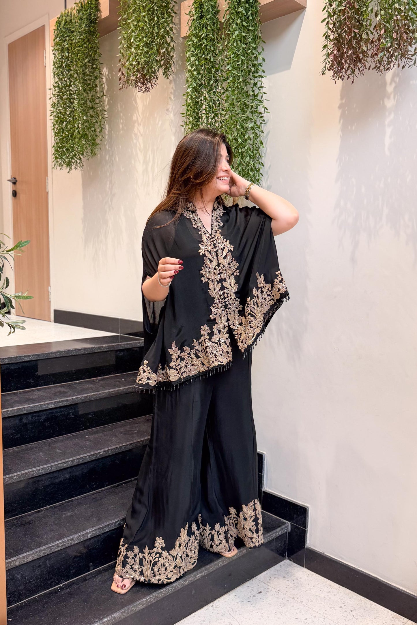 Vibha Black Embroidered Cord Set