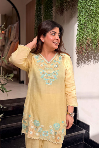 Raisha Floral Embroidered Co ord Set