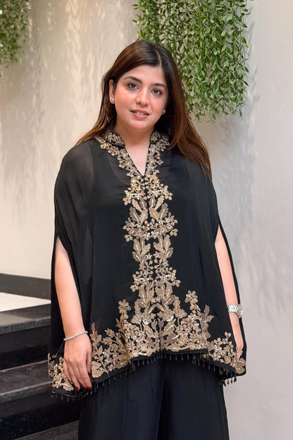 Vibha Black Embroidered Cord Set