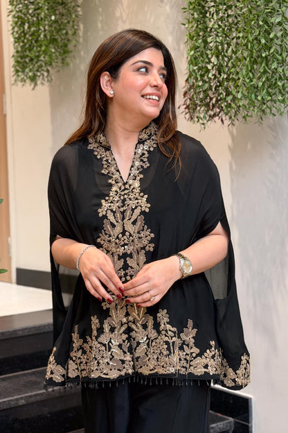 Vibha Black Embroidered Cord Set