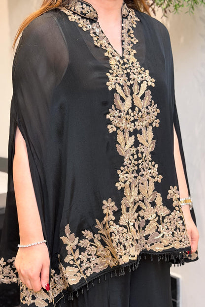 Vibha Black Embroidered Cord Set