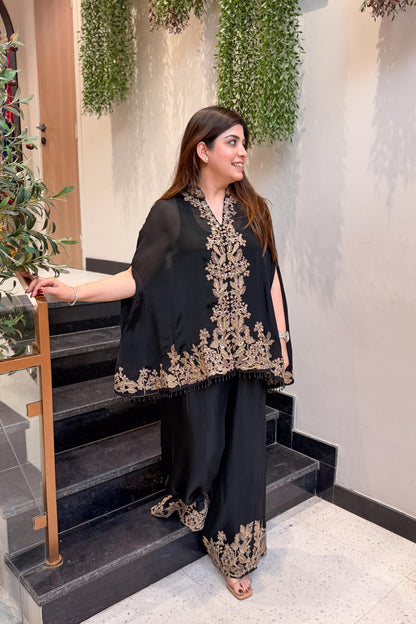 Vibha Black Embroidered Cord Set