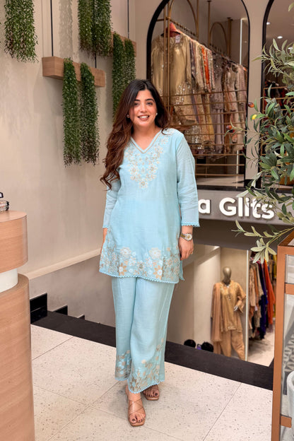 Raisha Floral Embroidered Co ord Set