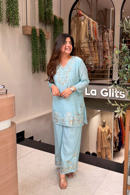 Raisha Floral Embroidered Co ord Set